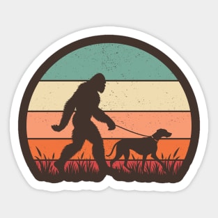 Bigfoot Walking Rhodesian Ridgeback Dog Vintage Hiking Sticker